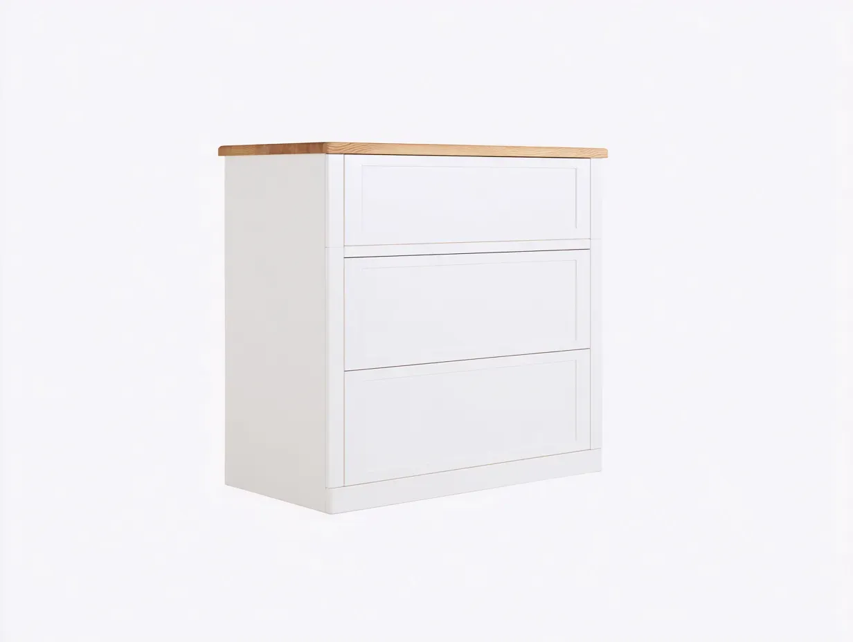 Commode-MDF-bois-78 x 43 x 88 cm-blanc-naturel-style scandinave-Soviavanest