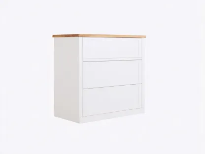 Commode-MDF-bois-78 x 43 x 88 cm-blanc-naturel-style scandinave-Soviavanest