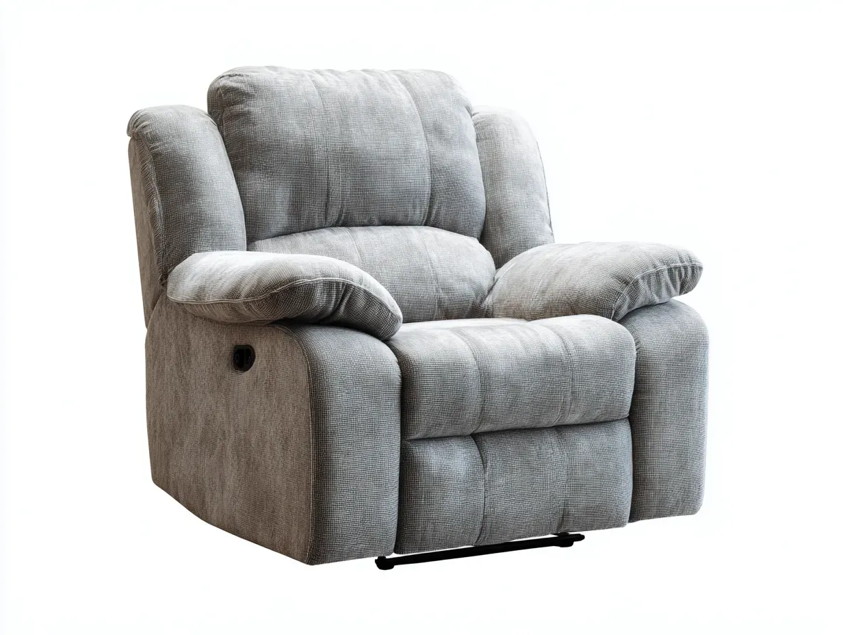 Fauteuil relax - tissu chenille - 96 x 101 x 107 cm - gris clair - style contemporain-Soviavanest