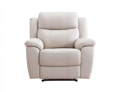 Fauteuil relax - cuir synthétique - 94 x 98 x 106 cm - beige crème - style contemporain-Soviavanest
