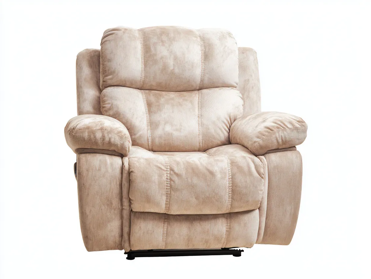 Fauteuil relax - tissu velours - 92 x 96 x 104 cm - beige clair - style contemporain-Soviavanest