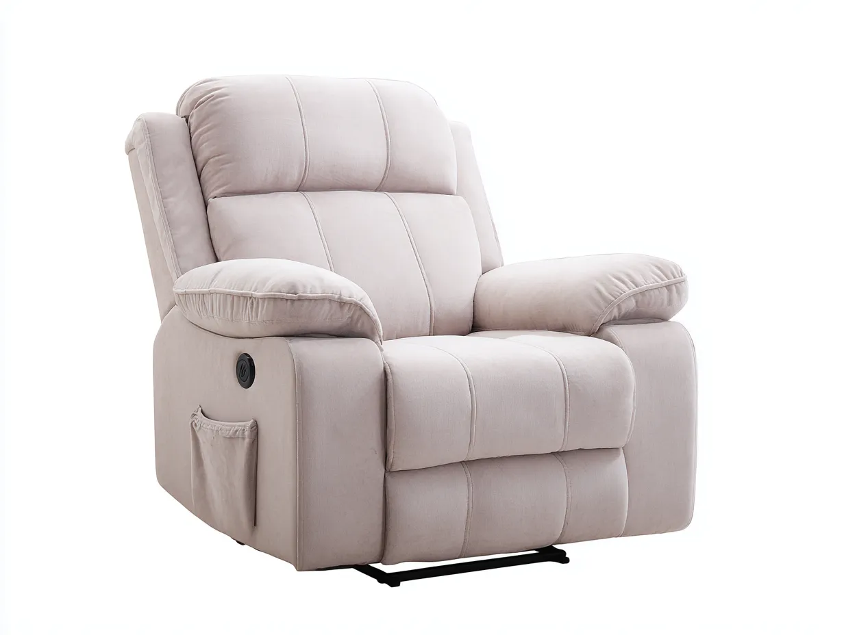 Fauteuil relax - tissu polyester - 91 x 97 x 103 cm - beige clair - style contemporain-Soviavanest