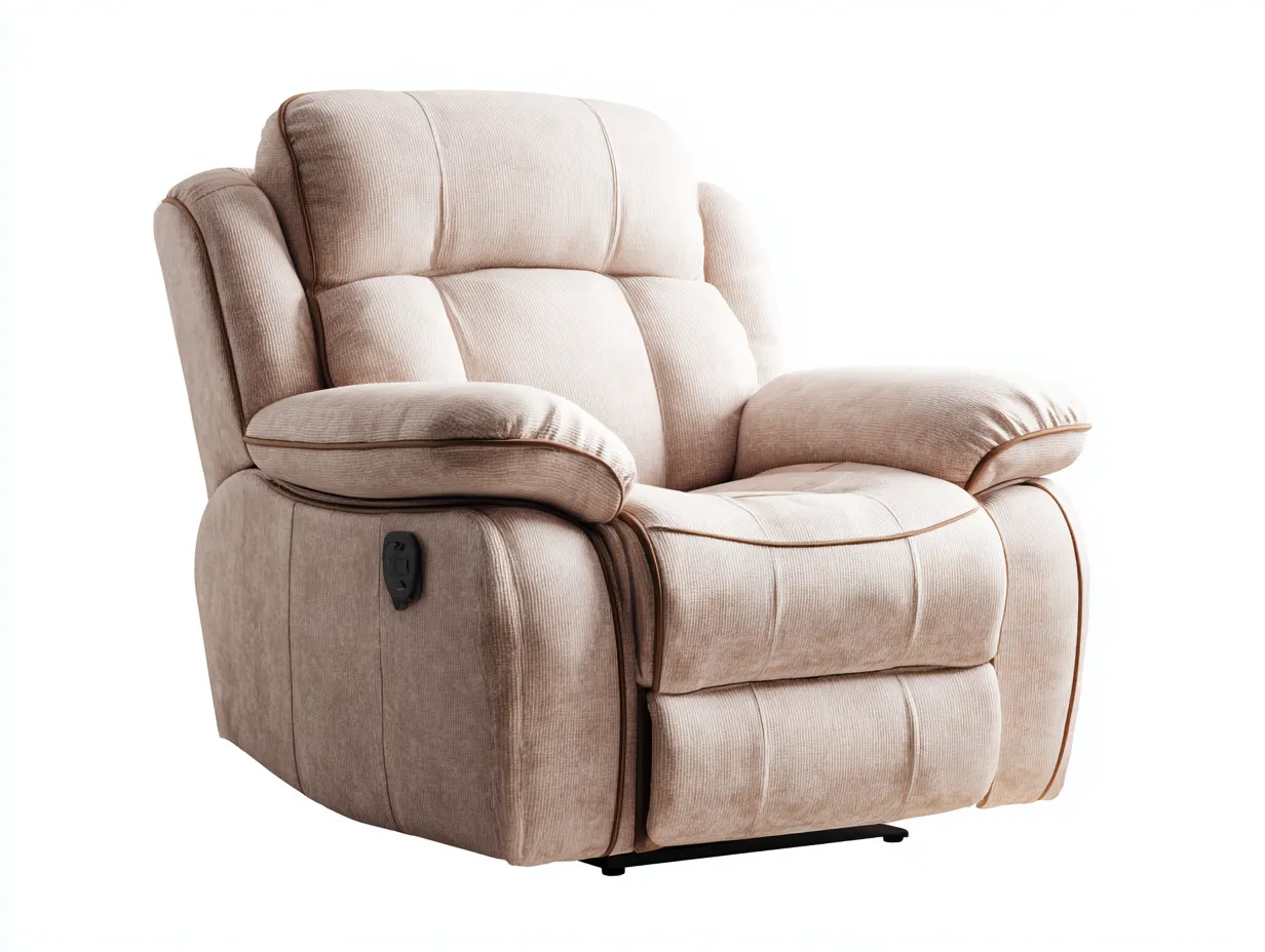Fauteuil relax - tissu velours - 96 x 101 x 108 cm - beige rosé - style contemporain-Soviavanest