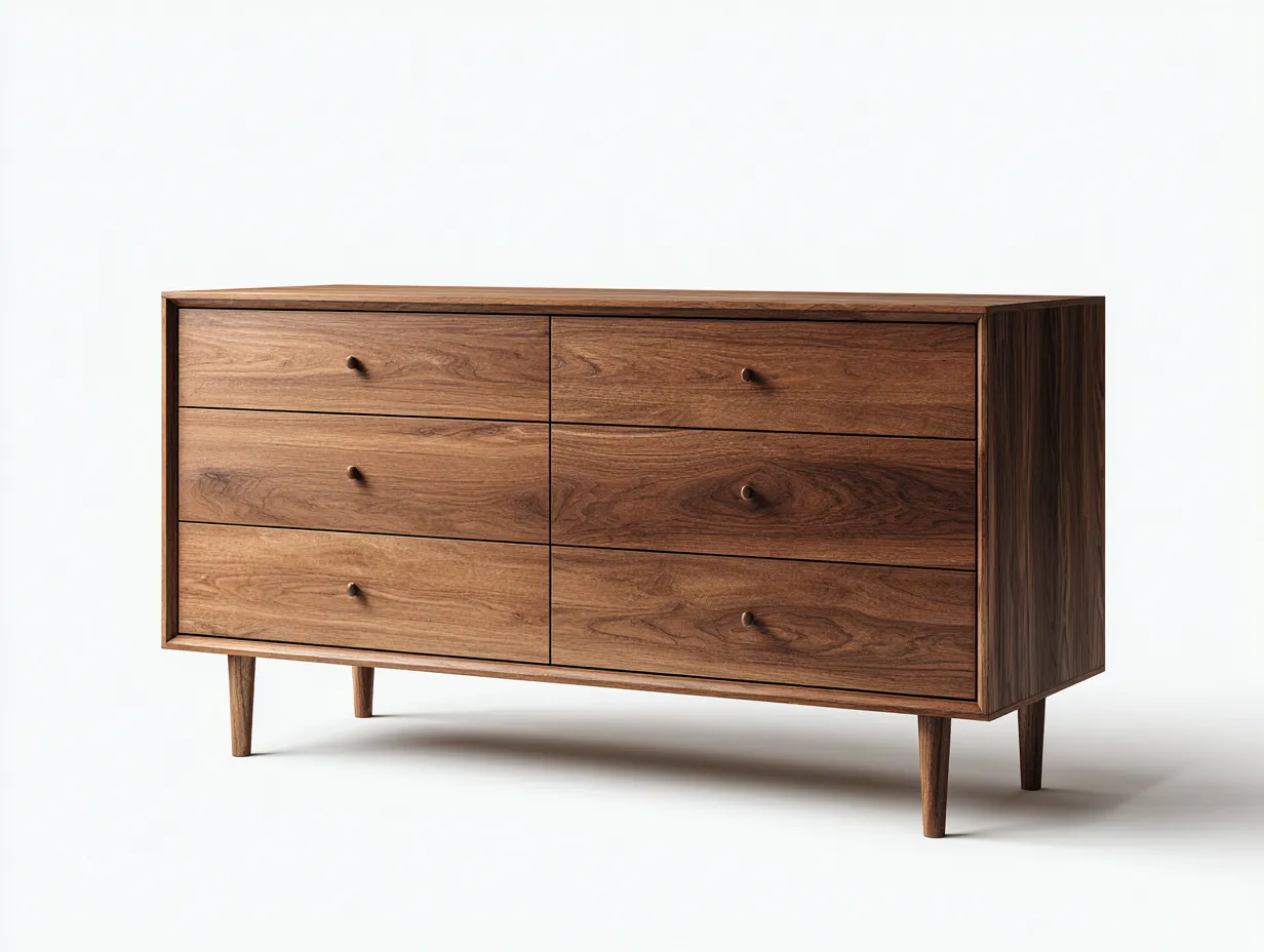 Commode-bois massif-130 x 48 x 82 cm-noyer-style rétro-Soviavanest