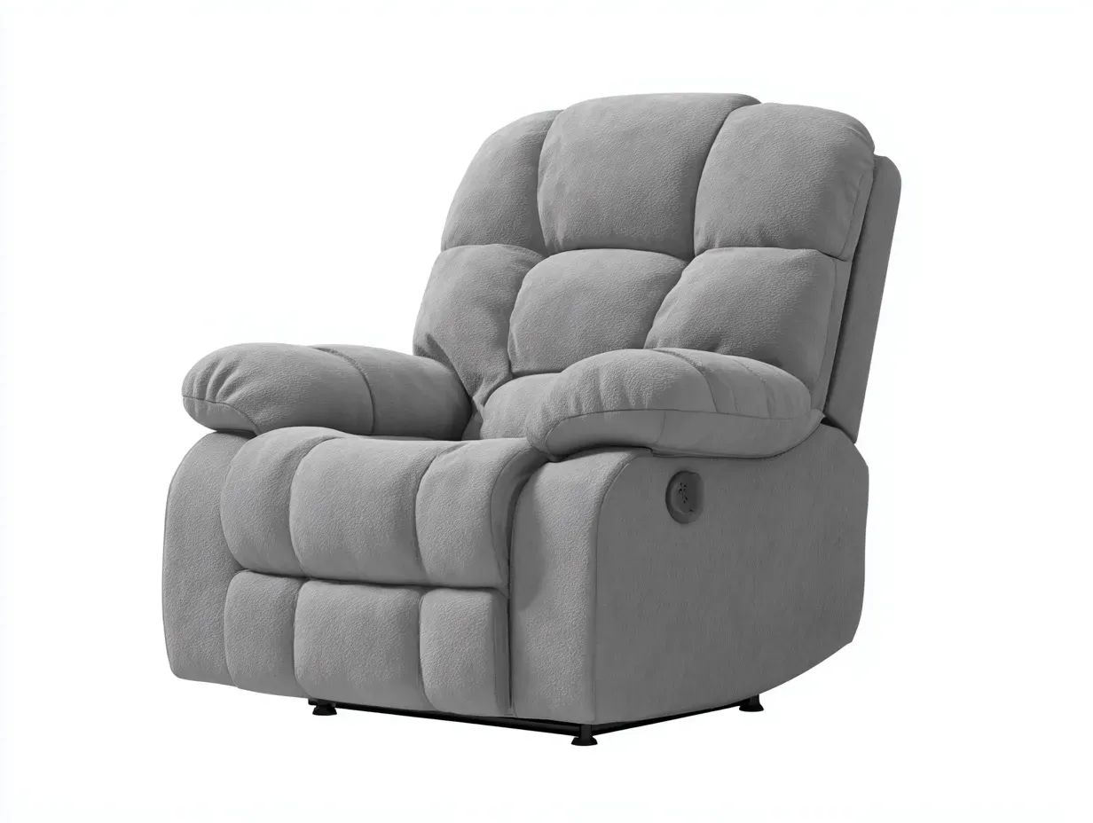 Fauteuil relax - tissu microfibre - 97 x 102 x 109 cm - gris clair - style contemporain-Soviavanest