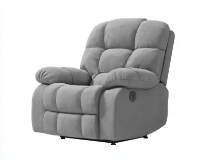 Fauteuil relax - tissu microfibre - 97 x 102 x 109 cm - gris clair - style contemporain-Soviavanest