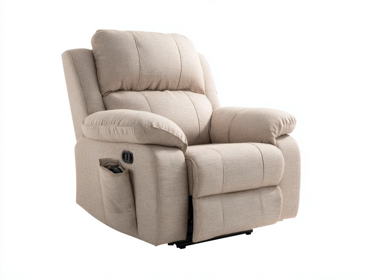 Fauteuil relax - tissu polyester - 93 x 98 x 105 cm - beige naturel - style contemporain-Soviavanest