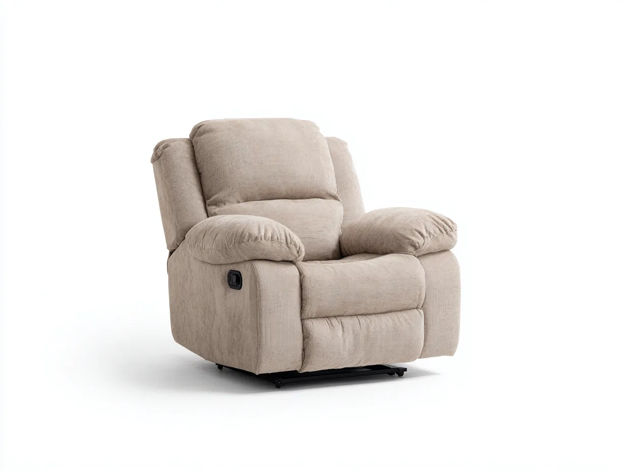 Fauteuil relax - tissu chenille - 90 x 94 x 102 cm - beige - style contemporain-Soviavanest