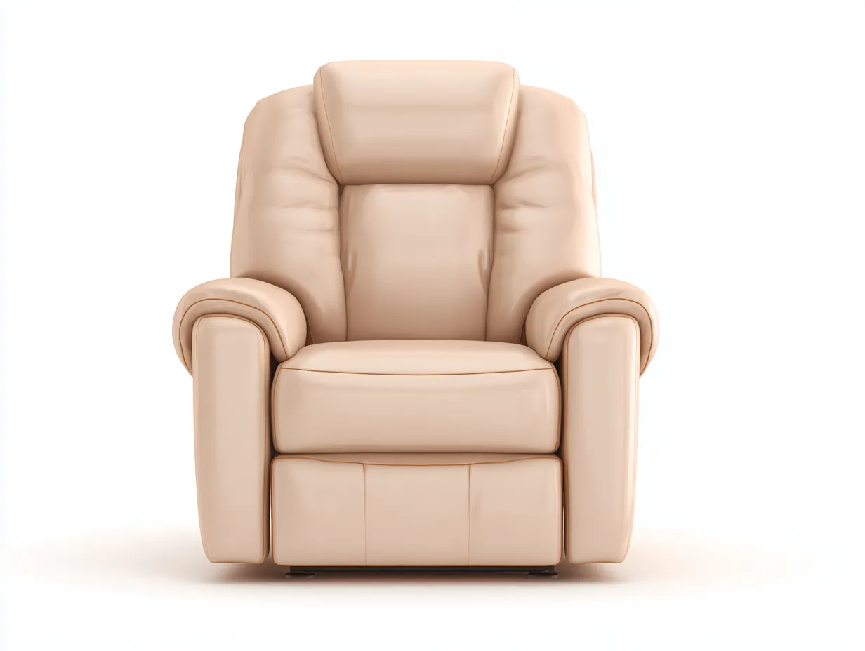 Fauteuil relax - cuir synthétique - 95 x 100 x 108 cm - beige sable - style contemporain-Soviavanest