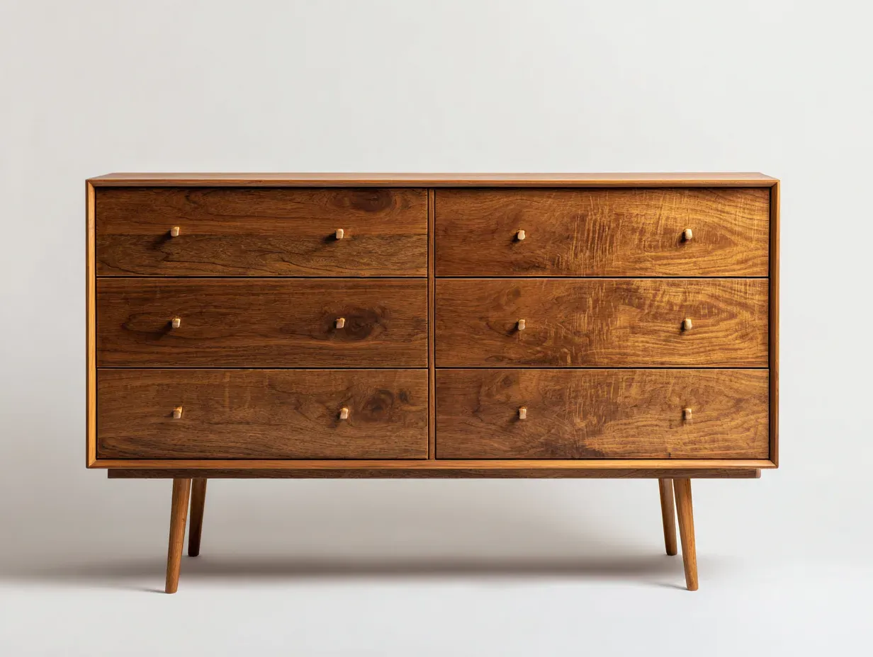 Commode-bois massif-140 x 48 x 82 cm-noyer-style rétro-Soviavanest