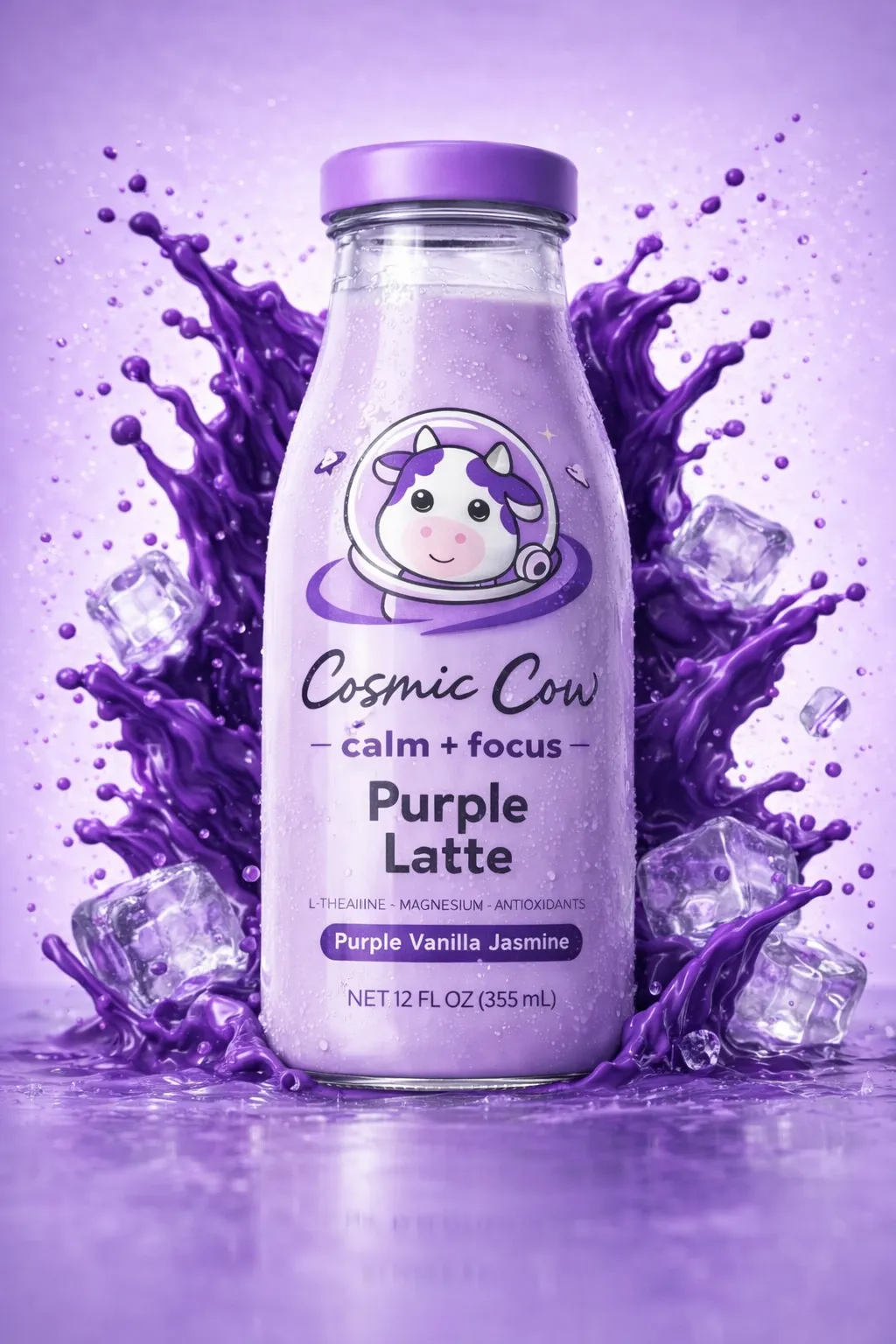 Purple Calm Focus Tea Latte - Glass Bottles