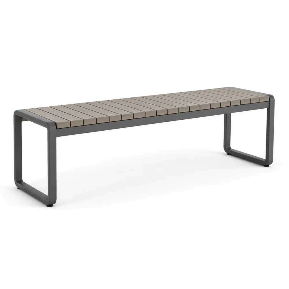 Banco de Aluminio y Madera de Acacia 180 cm Gris Claro-Dravtrivoqelx
