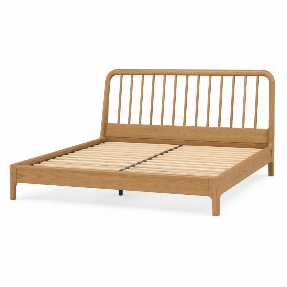 Cama doble de madera de roble macizo 160x200 cm-Dravtrivoqelx