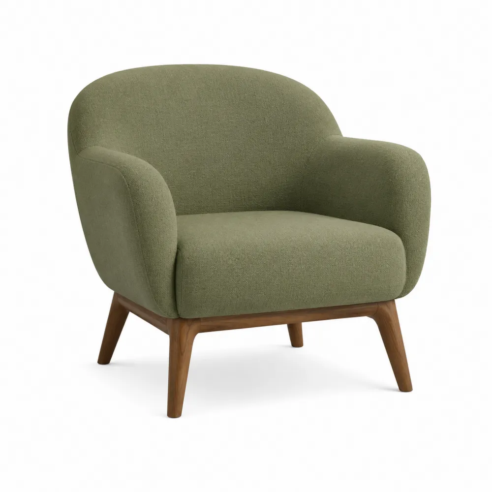 Sillón de tela verde con patas de madera 85x80x75 cm-Dravtrivoqelx