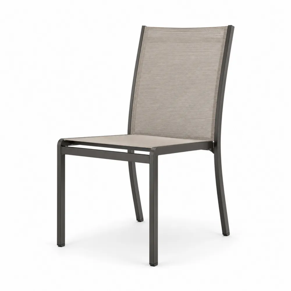 Silla de Aluminio y Textileno Beige 55x60x90 cm-Dravtrivoqelx