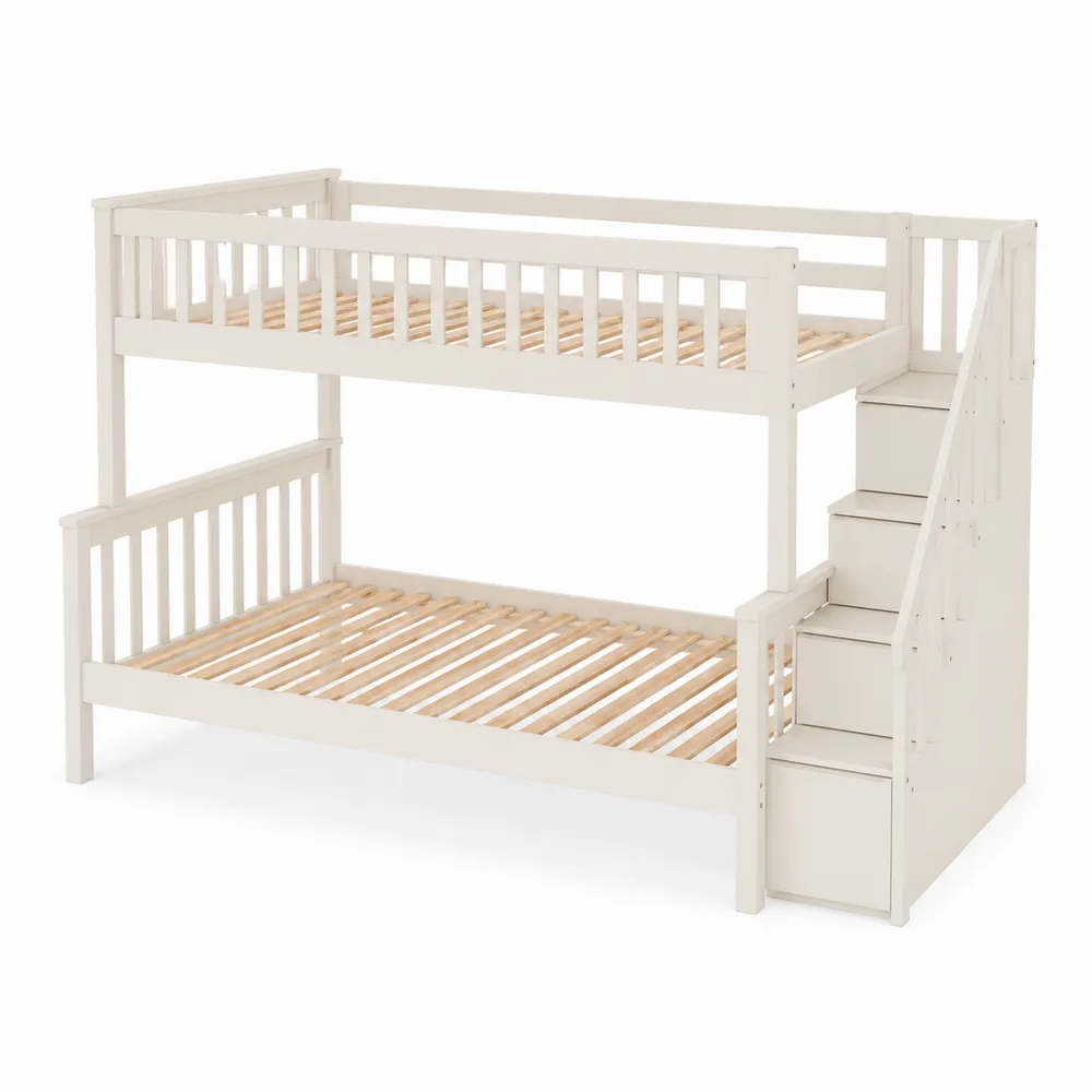 Litera de Madera con Escalera y Almacenamiento 200x90 cm-Dravtrivoqelx