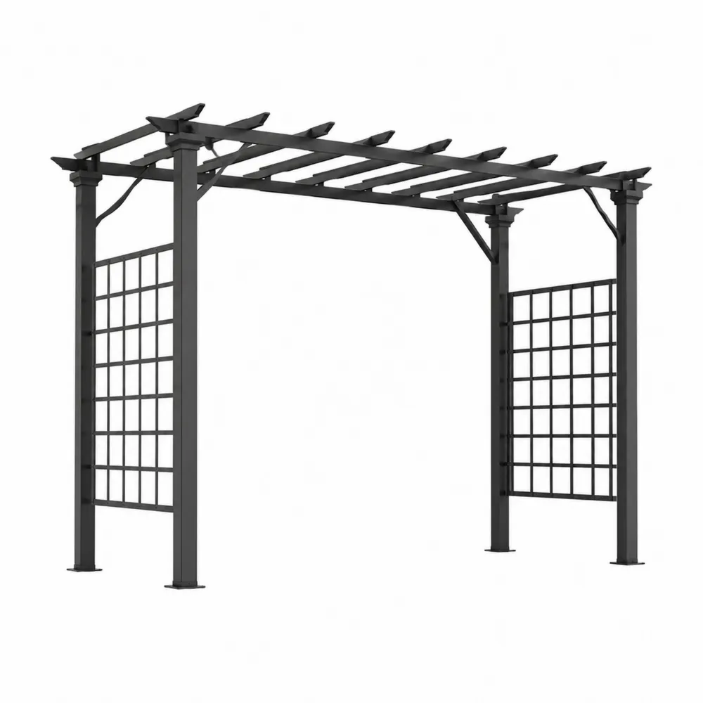Pérgola de Metal Negro para Exterior 3x3x2.4m-Dravtrivoqelx