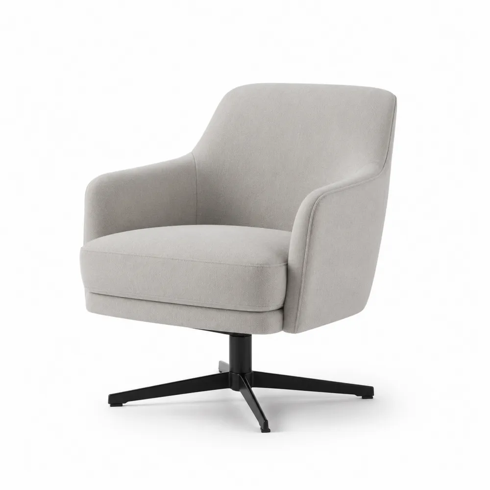 Sillón giratorio de tela gris con base metálica-Dravtrivoqelx