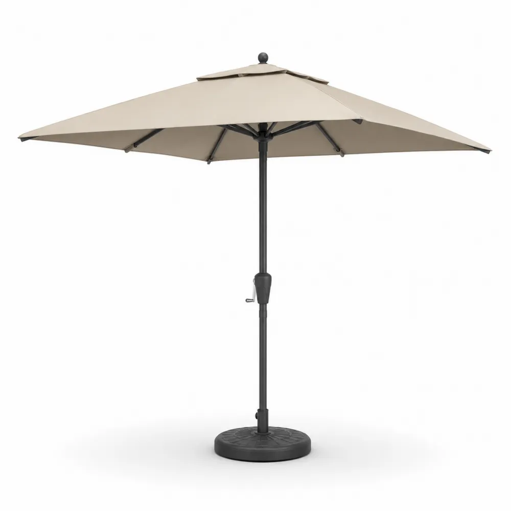 Sombrilla de Patio 200 cm de Diámetro Tela de Poliéster Beige Base Redonda-Dravtrivoqelx