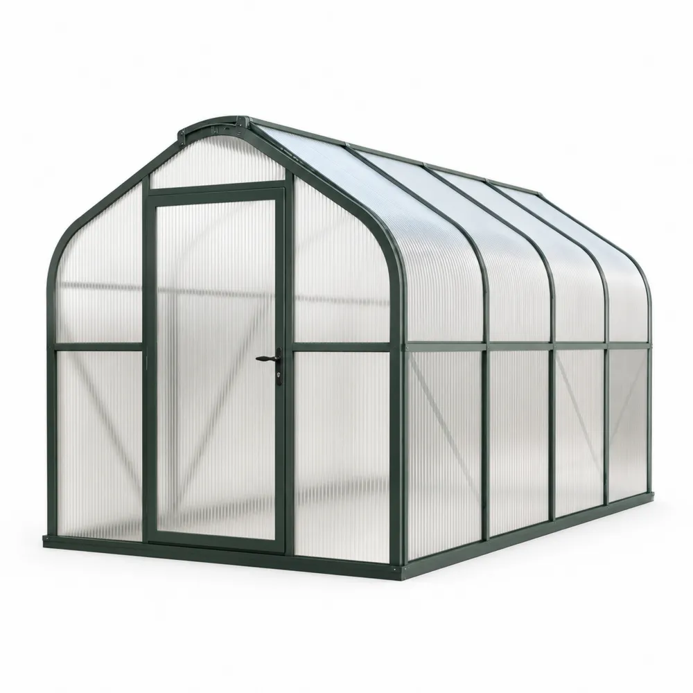 Invernadero de Aluminio y Policarbonato 3x2x2 m Verde-Dravtrivoqelx