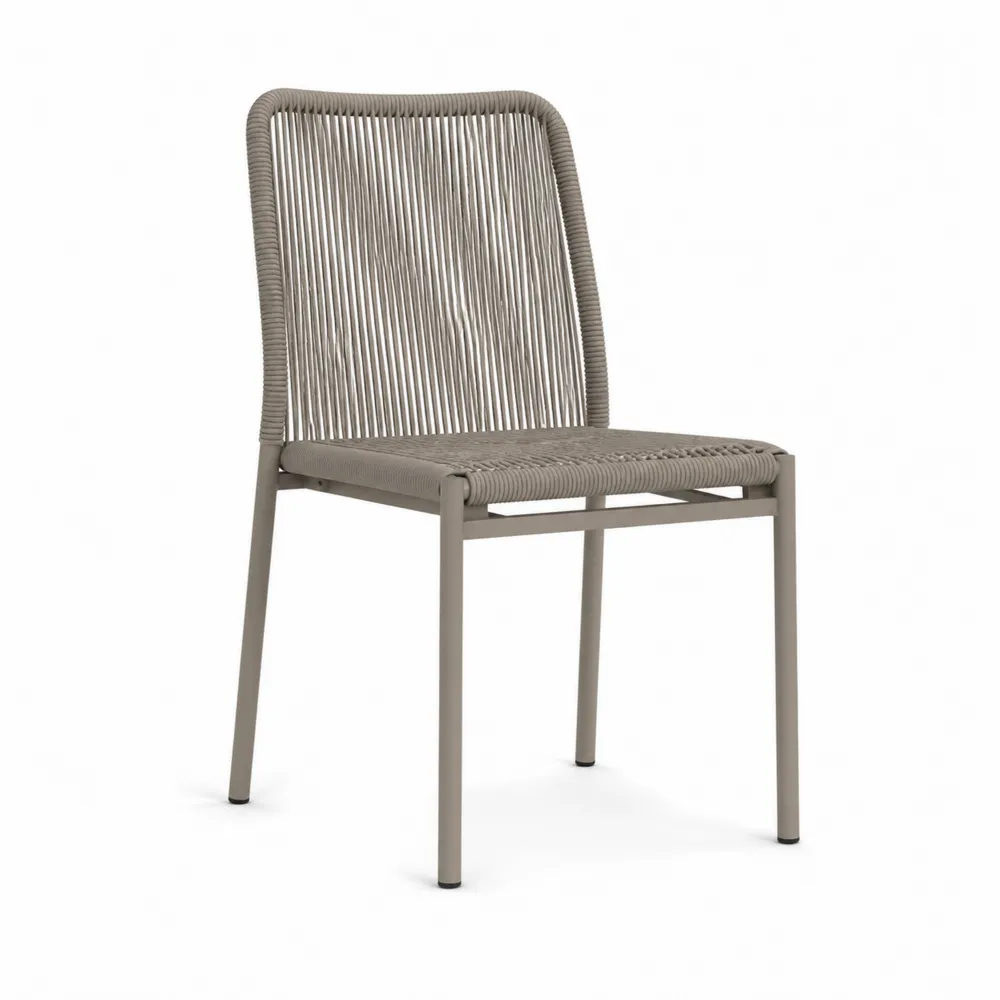 Silla de Aluminio y Cuerda Trenzada para Exterior Color Gris 50x55x85 cm-Dravtrivoqelx