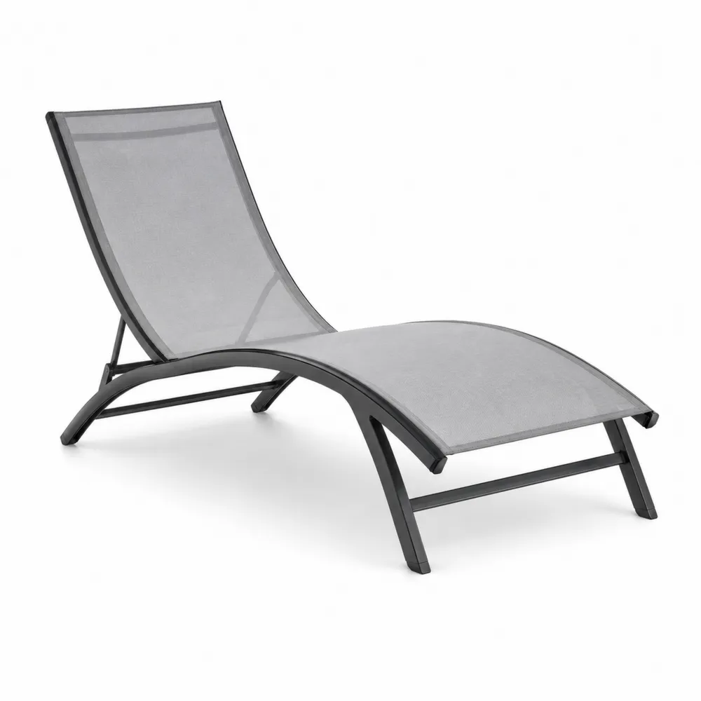 Tumbona de aluminio con tela de poliéster gris 190 cm-Dravtrivoqelx