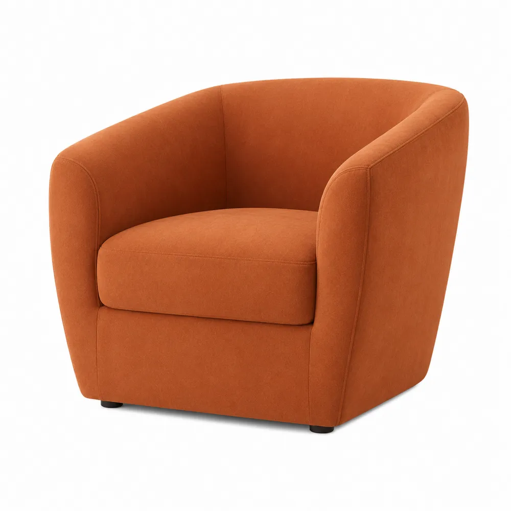 Sillón de tela naranja con armazón de madera-Dravtrivoqelx