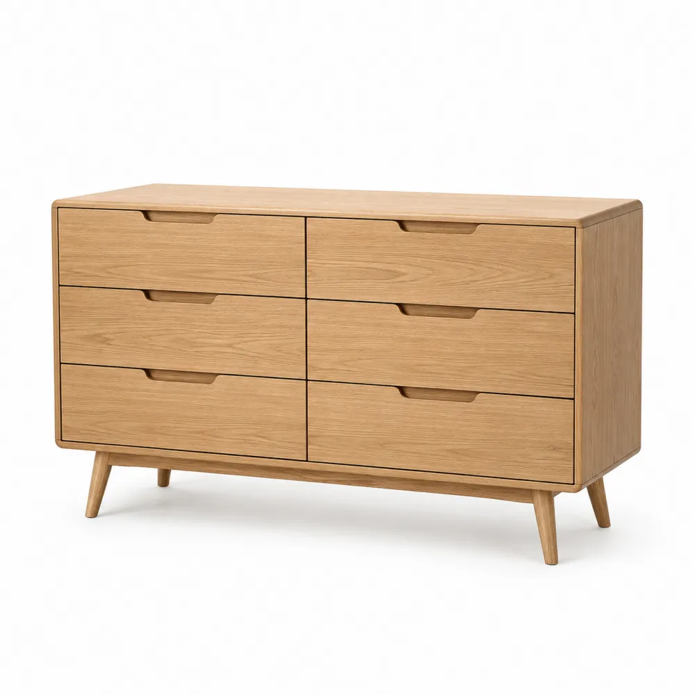 Cómoda de Madera de Roble con 6 Cajones-Dravtrivoqelx