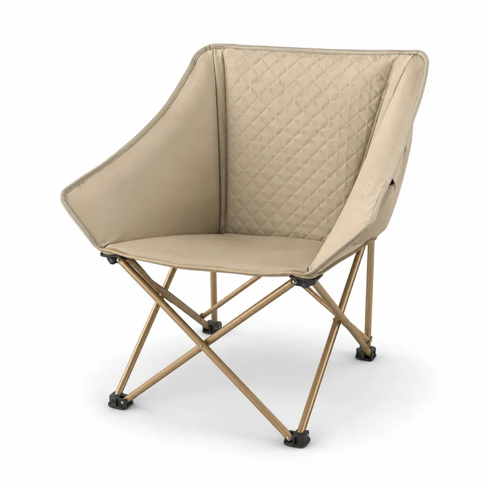 Silla Plegable de Aluminio con Tela Beige-Dravtrivoqelx