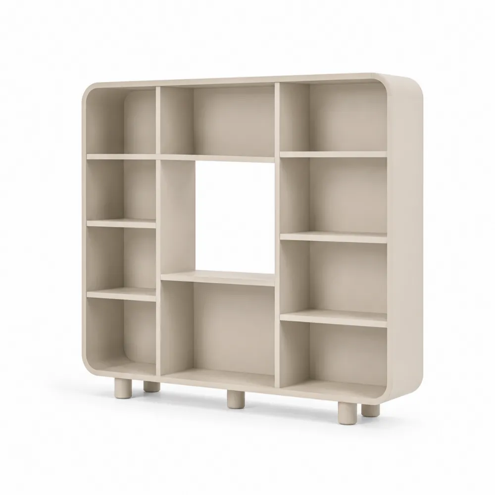 Estantería de MDF Beige con Compartimentos-Dravtrivoqelx