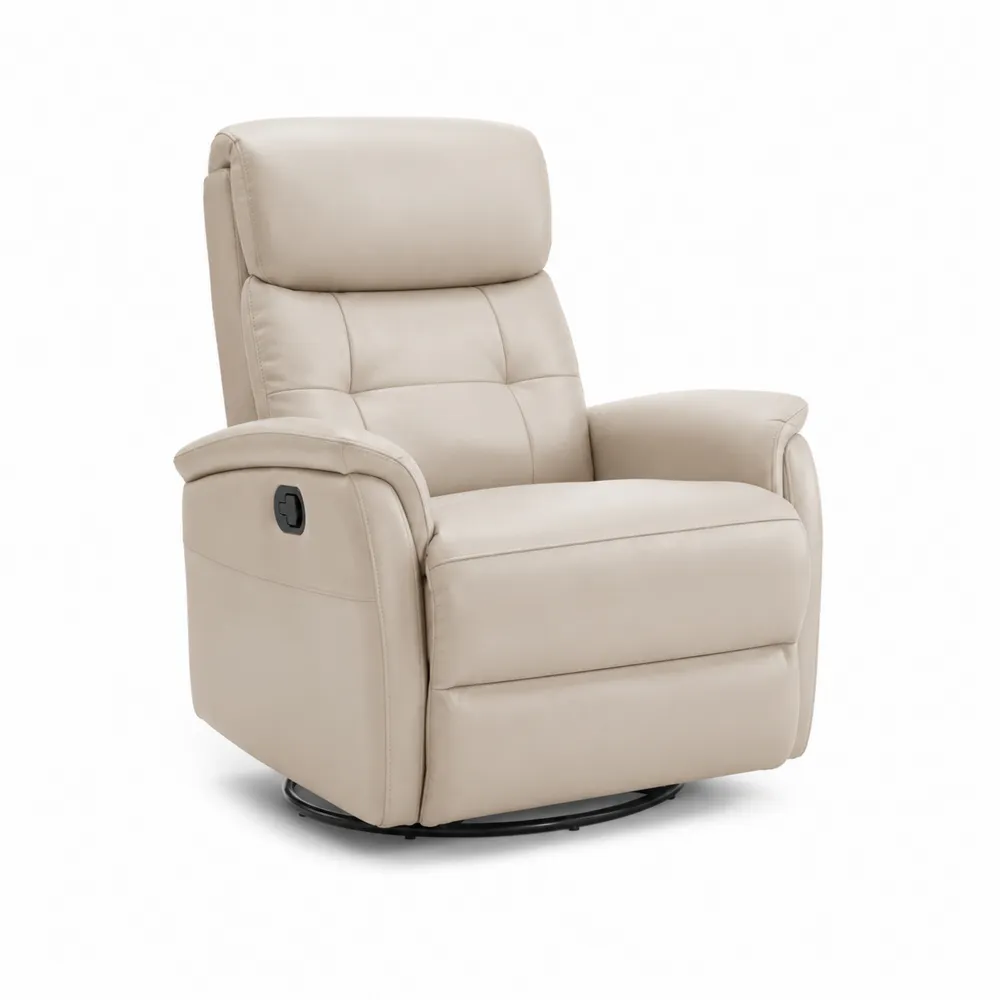 Sillón reclinable de cuero sintético beige-Dravtrivoqelx