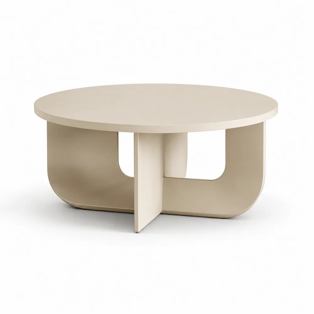 Mesa de centro redonda de madera beige 90 cm-Dravtrivoqelx