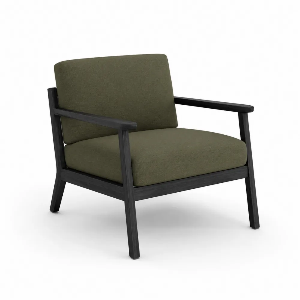 Sillón de Tela Verde Oliva con Estructura de Madera-Dravtrivoqelx