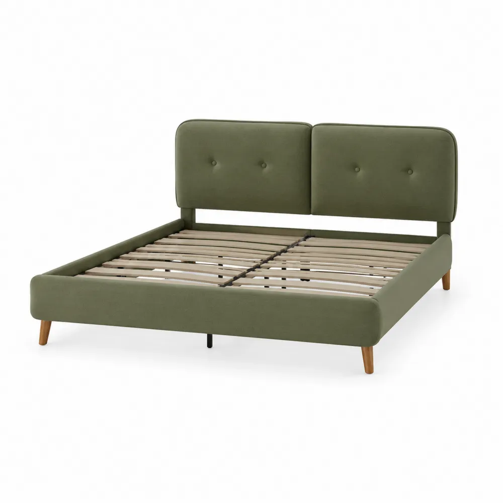 Cama de tela verde con cabecero ajustable 200x160cm-Dravtrivoqelx