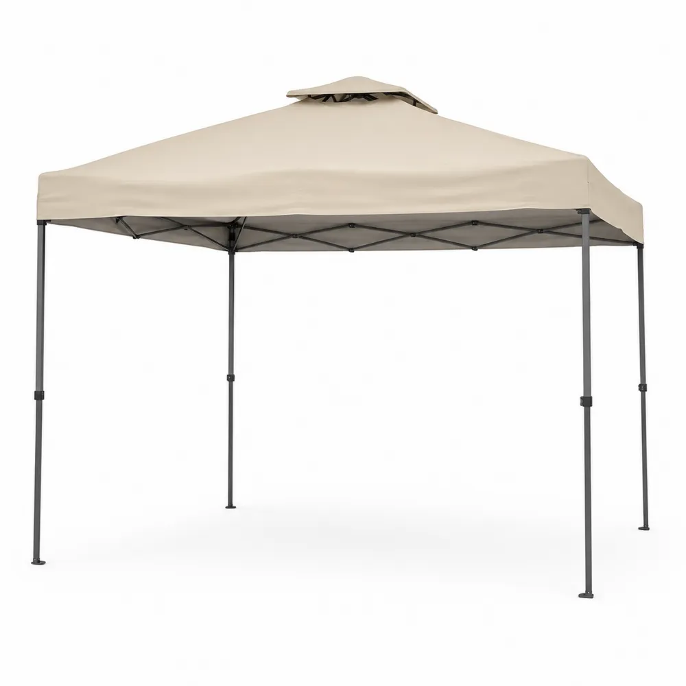 Toldo plegable exterior 3x3m beige estructura de acero-Dravtrivoqelx