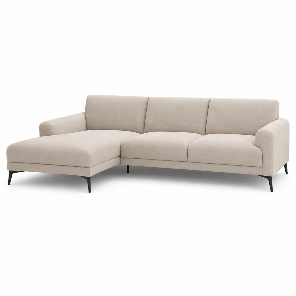 Sofá esquinero chaise longue de tela beige 280x160x85 cm-Dravtrivoqelx