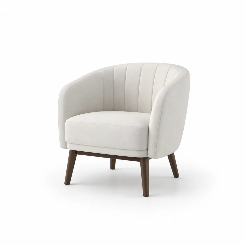 Sillón de poliéster crema y madera 75x80x70 cm-Dravtrivoqelx