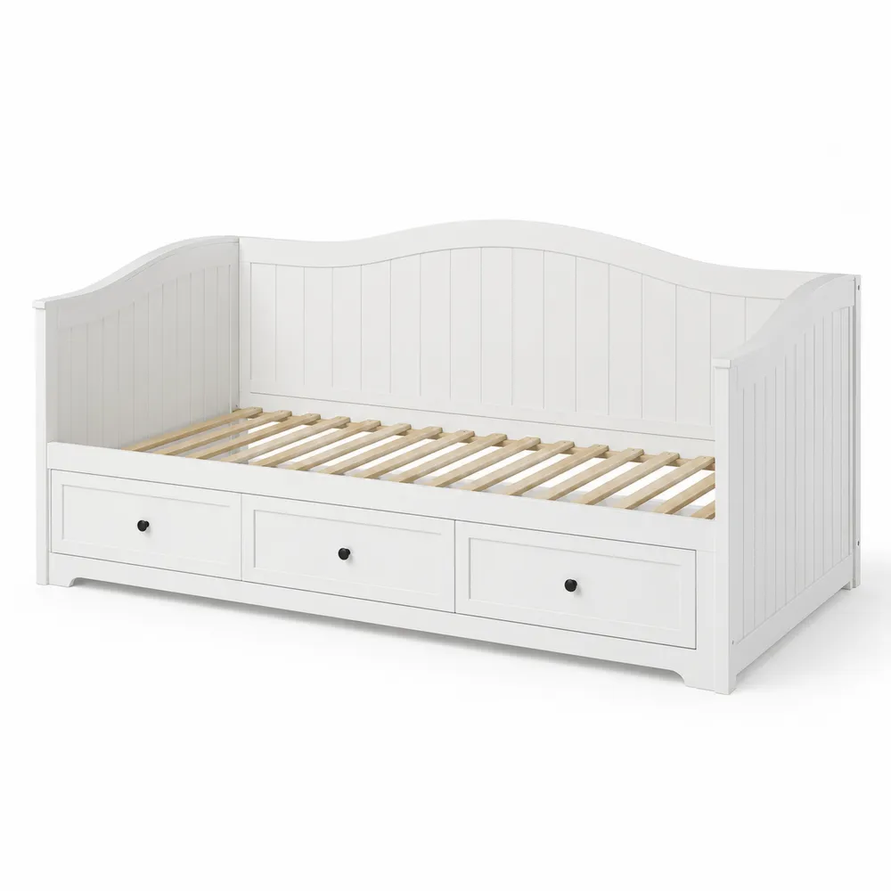 Cama sofá de madera con cajones Blanca 200x90 cm-Dravtrivoqelx