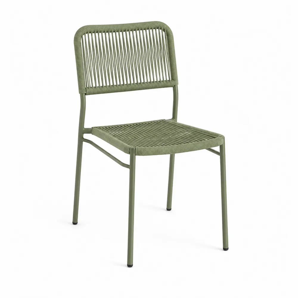 Silla de cuerda sintética verde con estructura de acero-Dravtrivoqelx
