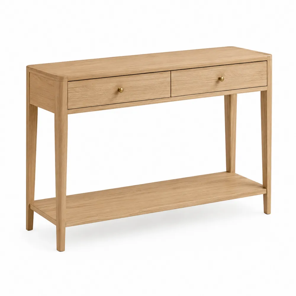 Consola de madera maciza de roble con cajones-Dravtrivoqelx