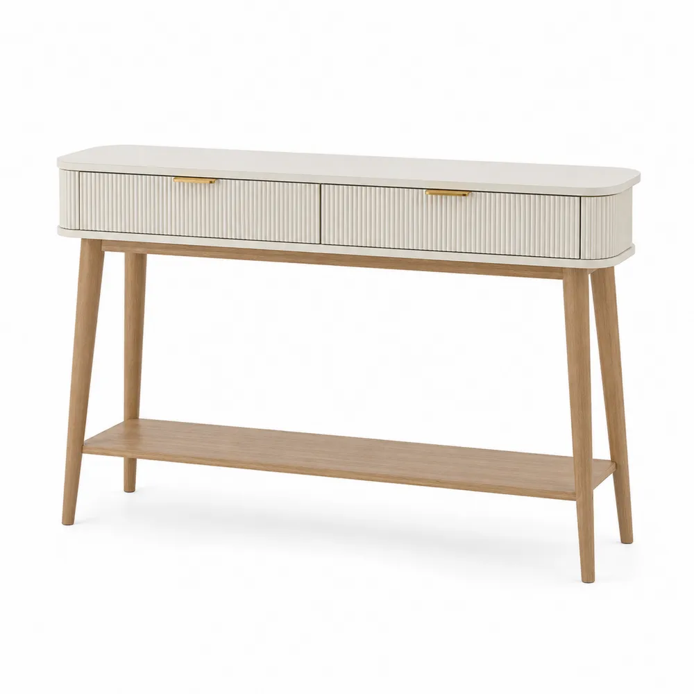 Consola de MDF y madera con cajones 120x30x80 cm-Dravtrivoqelx