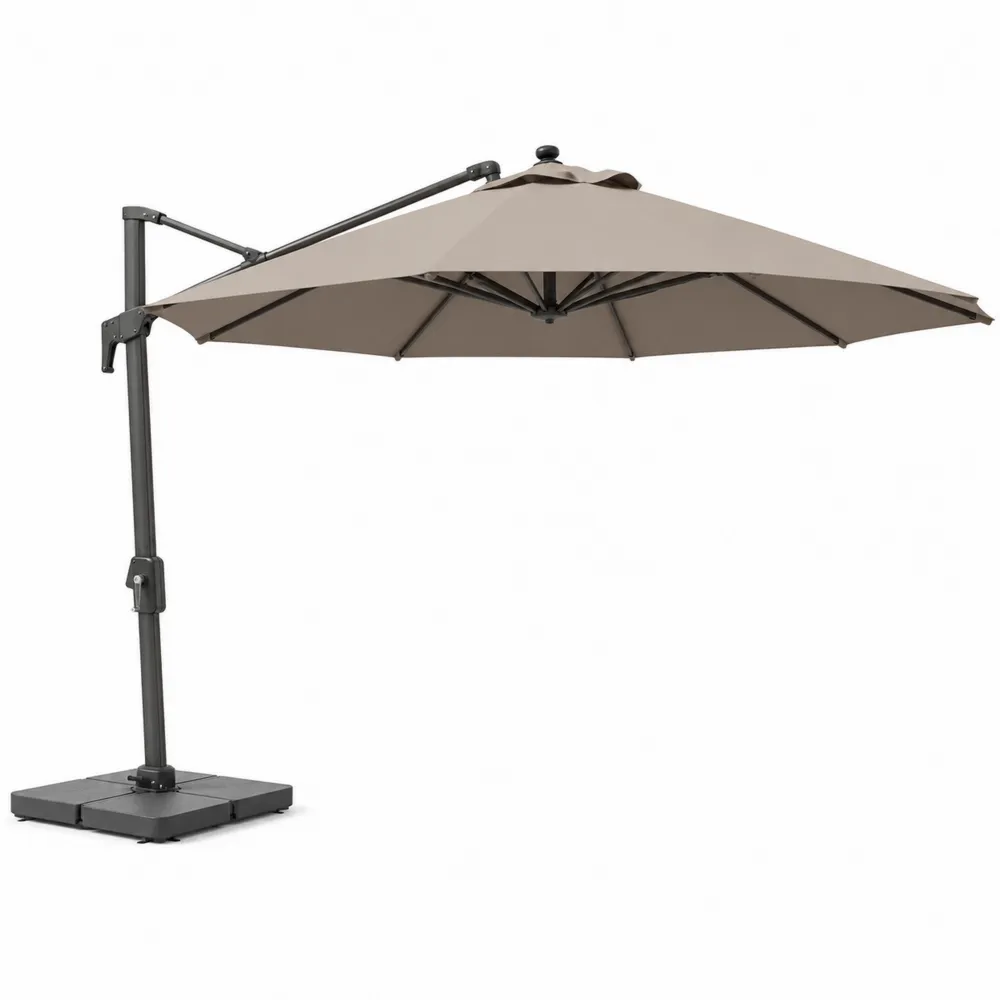 Parasol voladizo redondo 300 cm poliéster Beige estructura aluminio-Dravtrivoqelx