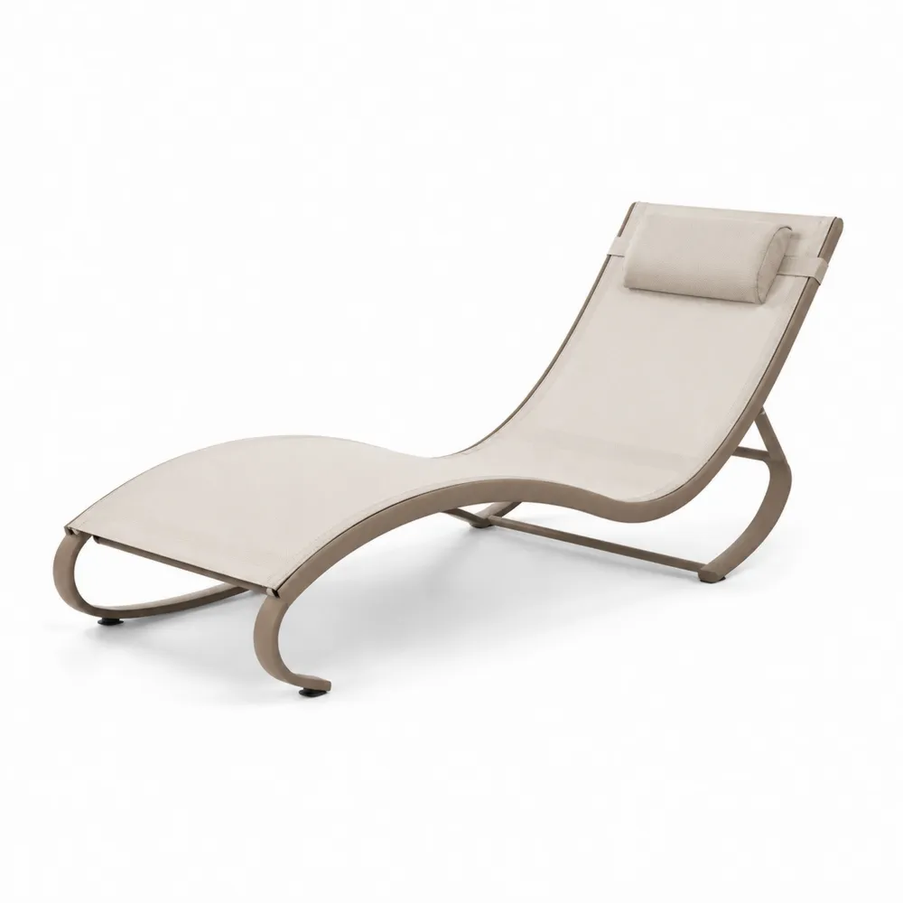 Tumbona de Exterior Aluminio y Malla Beige-Dravtrivoqelx