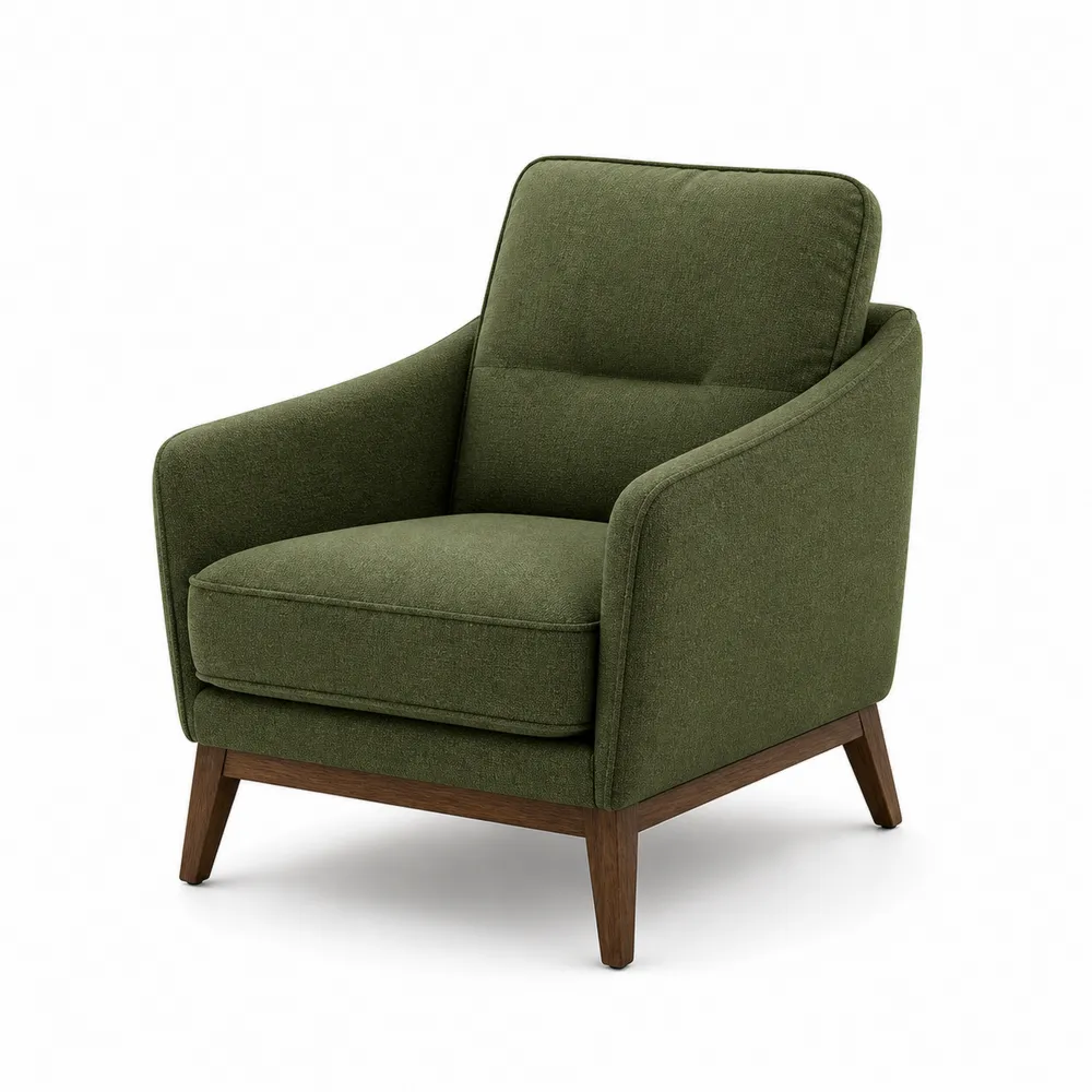 Sillón de Tela de Poliéster Verde con Estructura de Madera-Dravtrivoqelx