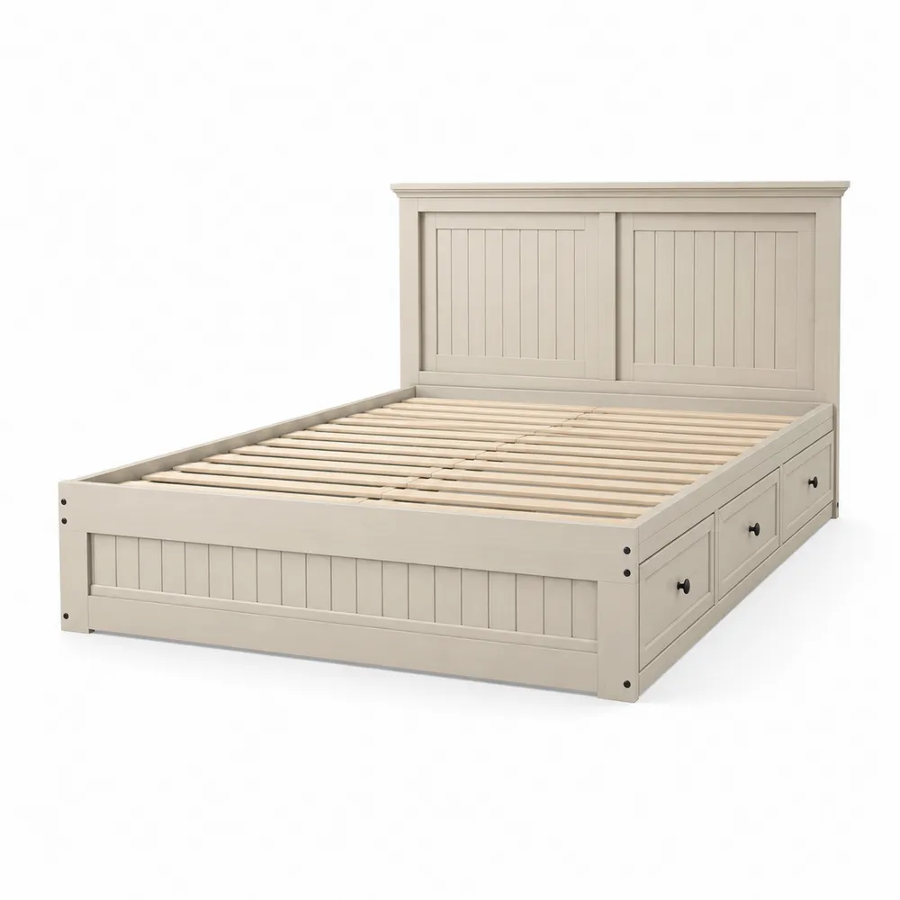 Cama de madera con almacenamiento y cajones Beige 200x160 cm-Dravtrivoqelx