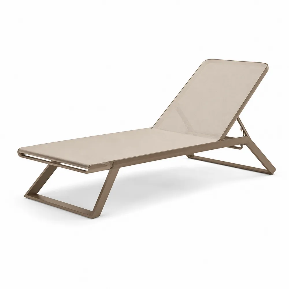 Tumbona de aluminio y textileno beige con respaldo ajustable-Dravtrivoqelx