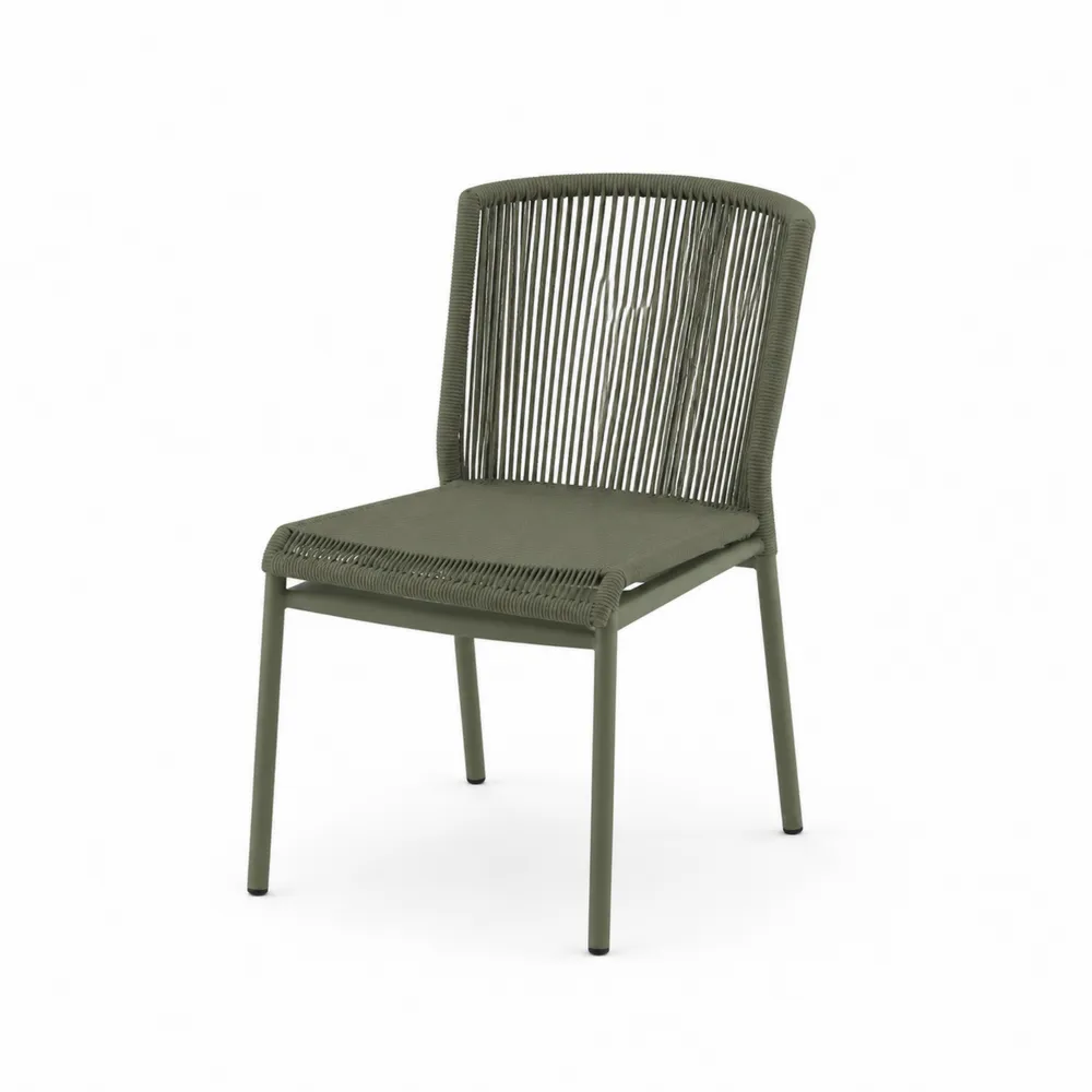Silla de aluminio verde con respaldo de cuerda-Dravtrivoqelx