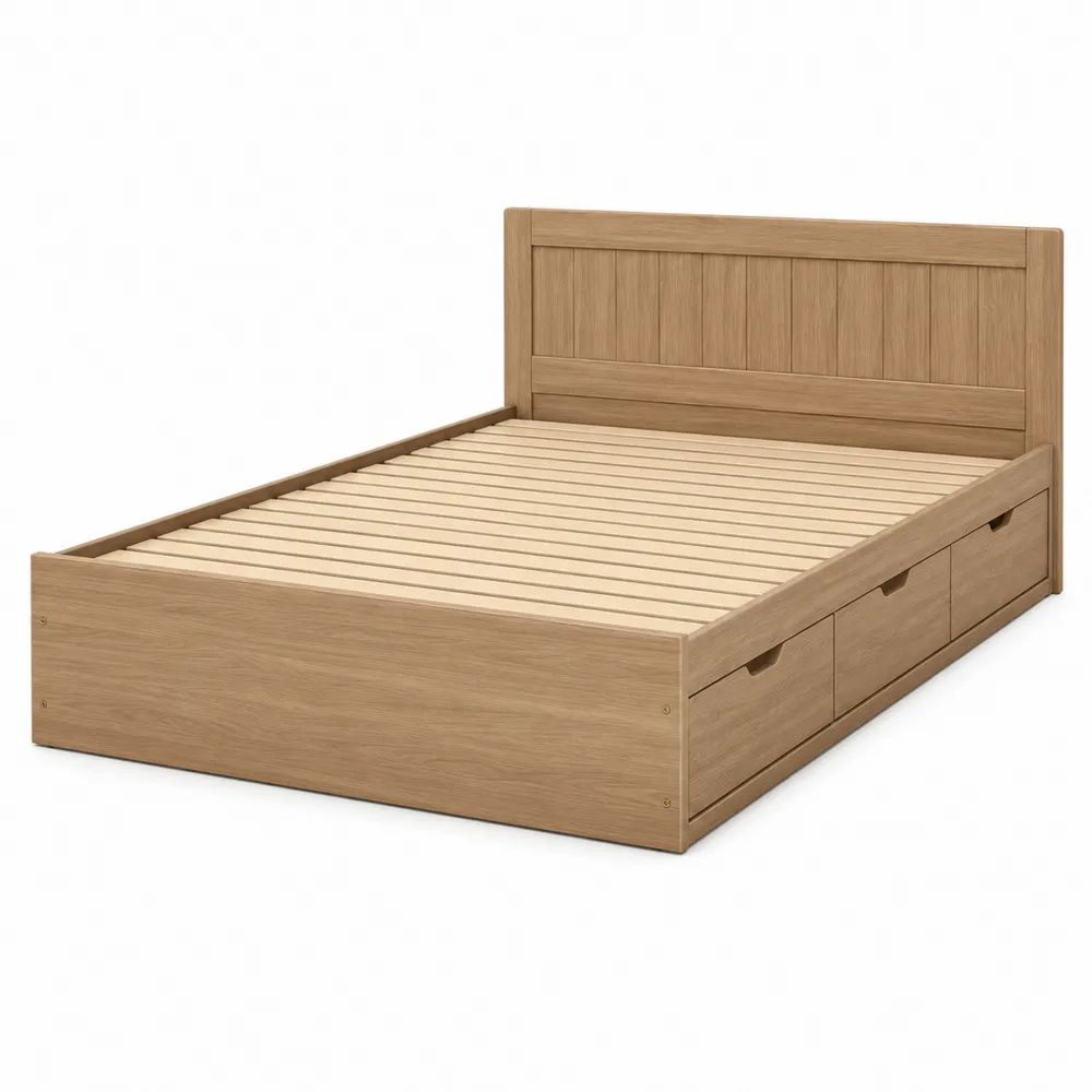 Cama de Madera de Roble con Almacenamiento 200x160 cm-Dravtrivoqelx