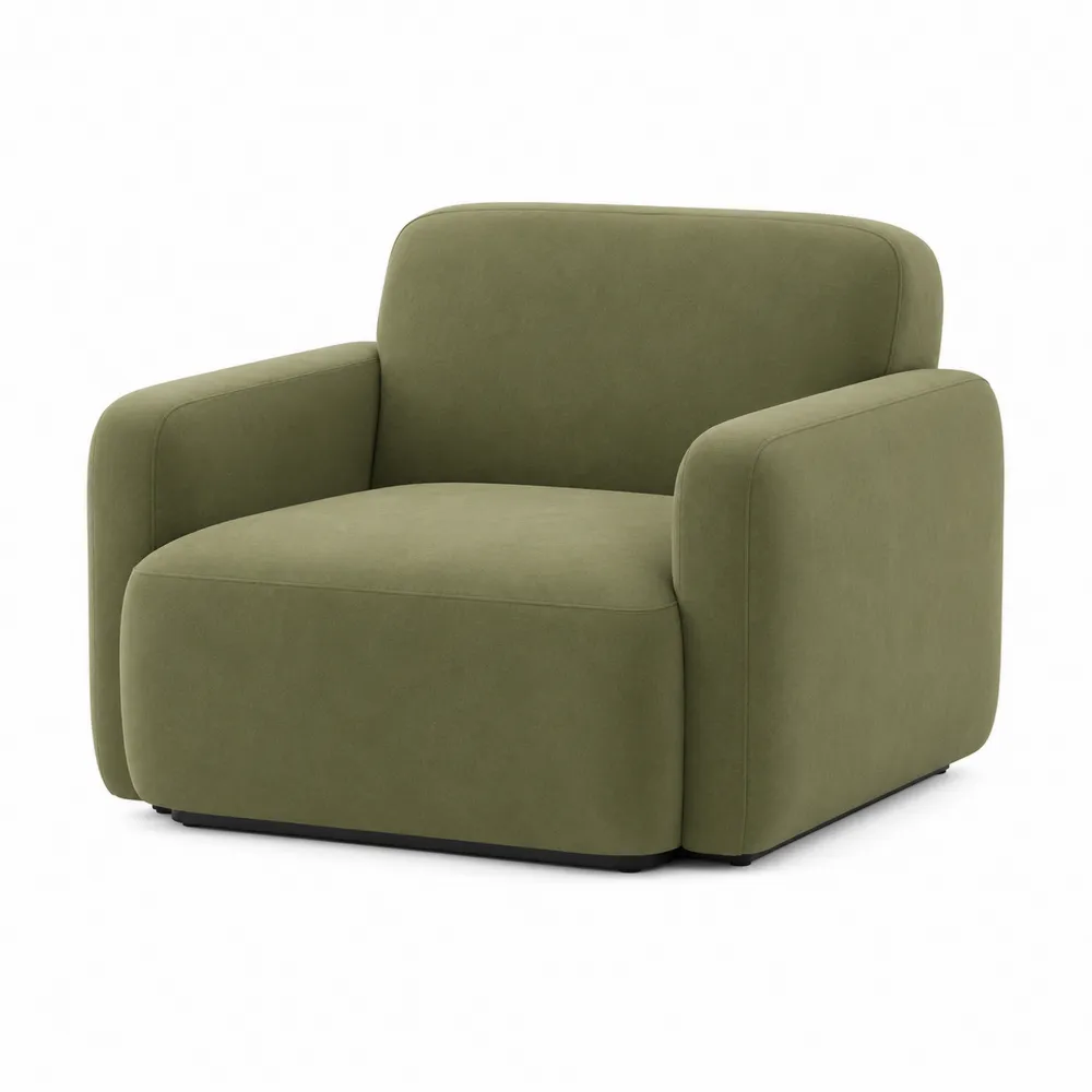 Sillón de tela verde con brazos curvos 90x80x75 cm-Dravtrivoqelx