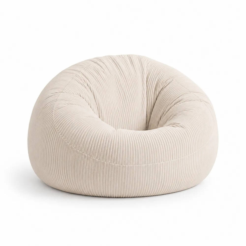 Puf tipo saco de pana Beige 80x80x70 cm-Dravtrivoqelx